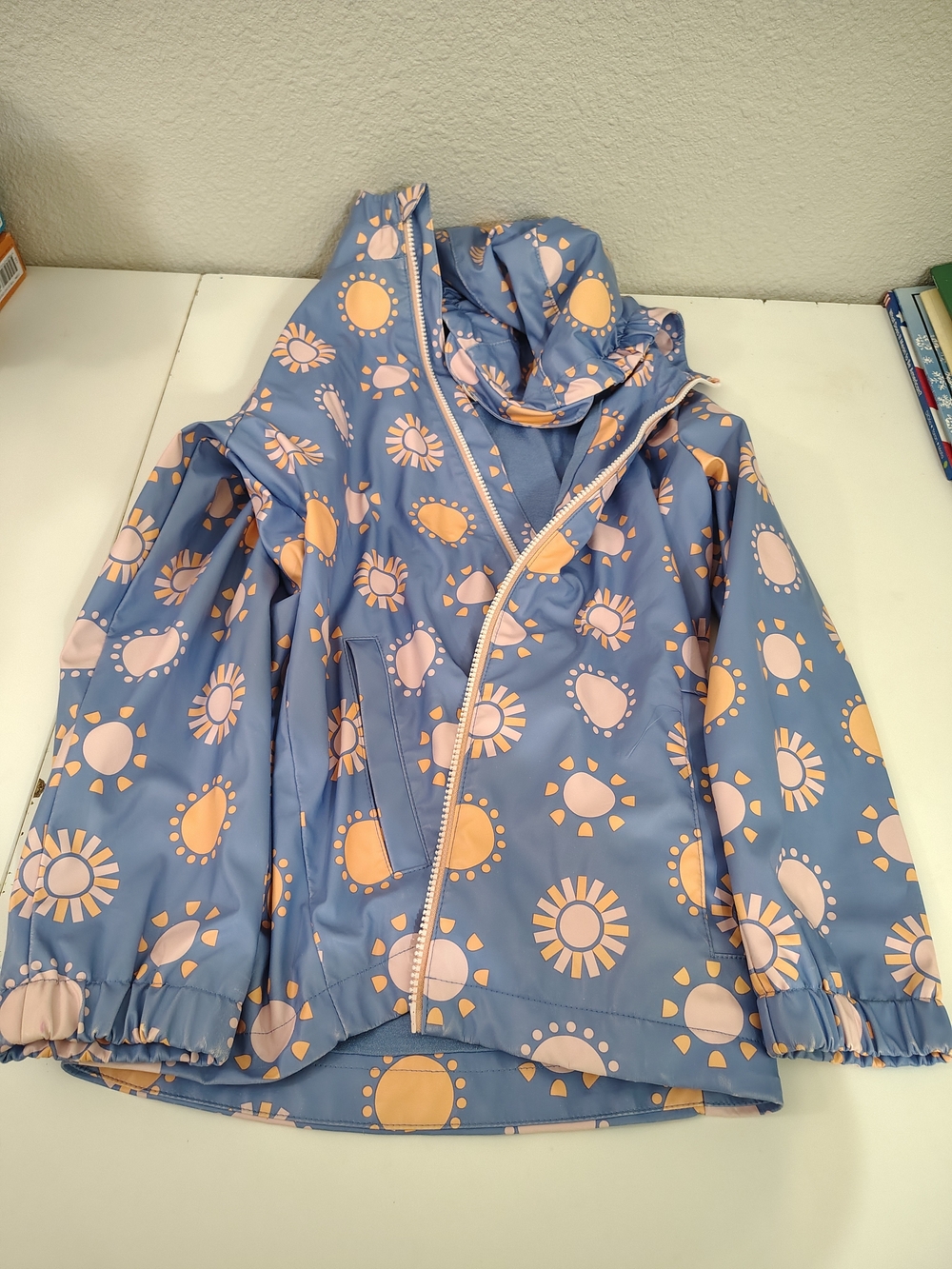 Girls' Blue Sun Print Rain Jacket - Brand Unspecified